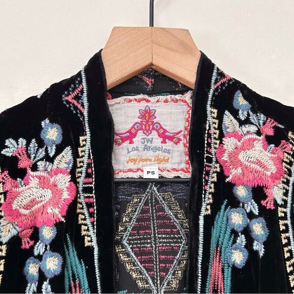 Johnny Was Aveza Draped Velvet Embroidered Aztec Silk Blend Coat Kimono size PS - Picture 8 of 10